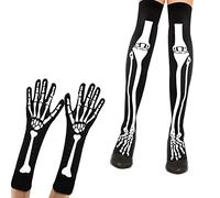 KATELUO Guantes de Esqueletos, Medias de Esqueleto, Guantes y Medias Para Halloween, Para Halloween, Fiestas de Carnaval, Juegos de Rol