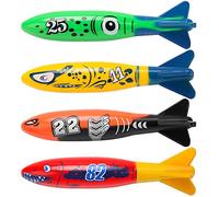 KATELUO Juguetes de Buceo, 4pcs Juguete Acuático para Piscina, Juego Piscina, Anillos de Buceo, Palos de Buceo, Juguetes Piscina, Juguete de Entrenamiento de Buceo, Juegos de Piscina para Niños