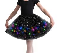 KATELUO Tutu Niña LED Luces de Colores, Estrella Lentejuelas Fiesta Baile Ballet Tutú Falda, Tutú para Niñas, Tutu Falda Niña Lentejuelas Estrellas para Carnaval Halloween Cosplay Cumpleaños Fiesta