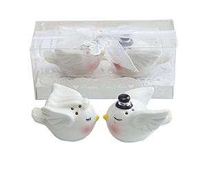 KateMelon Kissing Love Birds - Juego de salero y pimentero de cerámica para novia y novio, regalos de boda, decoración de mesa, paquete de 10 unidades