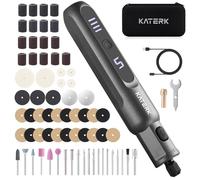 Katerk Kit de Herramientas de Amoladora, 5 Velocidades Herramienta Rotativa, 5000-20000RPM, Batería 2500mAh, 3.7V Mini Amoladora Eléctrica con 70 Accesorios para Grabar,Taladrar,Cortar, Esmerilar-Gris