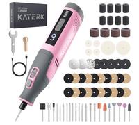 Katerk Kit de Herramientas de Amoladora, 6 Velocidades Herramienta Rotativa, 8000-28000RPM, Batería 4000mAh, Mini Amoladora Eléctrica con 70 Accesorios para Grabar,Taladrar,Cortar, Esmerilar- Rosa