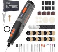 Katerk Kit de Herramientas de Amoladora, 6 Velocidades Herramienta Rotativa, 8000-28000RPM, Batería 4000mAh, Mini Amoladora Eléctrica con 70 Accesorios para Grabar,Taladrar,Cortar, Esmerilar- Gris