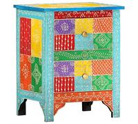 KATERYY Mesita de Noche Pintada a Mano Madera Maciza Mango 40x30x50 cm Salón Mesas