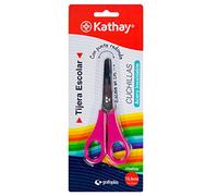 Kathay 86421599. Tijera Escolar 12,5cm, Punta Redondeada, Cuchillas Acero Inoxidable, Colores Aleatorios: Azul, Rojo, Rosa