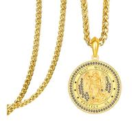 KATHLU Collar de oro de San Miguel para hombre, plata de ley 925, colgante de San Miguel, medalla del Arcángel Miguel, collar religioso católico, joyería de regalo, Plata esterlina, Circonia cúbica