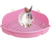 kathson Caja de arena grande para conejos, caja de inodoro esquinera de conejo, entrenador de orinal más grande, jaula de animales pequeños, caja de ropa de cama con forma de abanico para conejillos