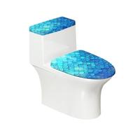 Kathyboom Cubierta de tapa de inodoro con diseño de escamas de sirena, cubierta de tapa de tanque, accesorios de baño, se adapta a la mayoría de decoraciones de inodoro ovaladas alargadas redondas