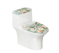 Kathyboom Dasiy - Tapa de inodoro con diseño de pájaro y flores, resistente a salpicaduras con borde elástico, fundas de repuesto para tanque de inodoro, mantiene el baño limpio