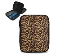 Kathyboom Estuche organizador de ganchillo de leopardo clásico, organizador de ganchillo, soporte para agujas circulares y suministros de ganchillo, accesorios de tejer