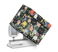 Kathyboom Funda para máquina de coser con diseño de flores y gatos negros con bolsillos, resistente a las manchas, plegable, para la mayoría de máquinas de coser estándar