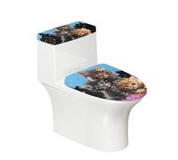 Kathyboom Juego de 2 fundas para tapa de inodoro, resistentes al polvo, a las manchas, suaves, se adaptan a la mayoría de inodoros redondos y alargados, mantienen el baño limpio, gatos dulces