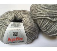Katia Cotton Merino Fb. 106 Soft Grey Ovillo de lana con lana de merino y algodón