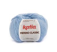 Katia Merino Classic - Ovillo de lana (100 g/240 m), color celeste