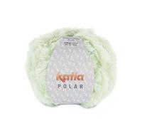 Katia Polar es un hilado de pelo muy suave y esponjoso en colores del 80 al 87. Para tejer con agujas del 7-8 o ganchillo del 6-8. (Verde blanquecino-Blanco (108))