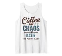 Katie Personalized Cute Coffee Girls Katie Name Camiseta sin Mangas