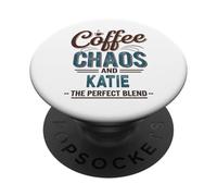 Katie Personalized Cute Coffee Girls Katie Name PopSockets PopGrip Adhesivo