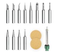 KATIMI 12 Piezas 900M-T-K Puntas de Soldadura, Punta de Soldador con 2 Esponjas, Puntas de Soldador Sin Plomo Compatibles con Hakko, Yihua, Atten y Más