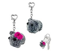 KATIMI 2 Piezas Llavero Hamsti de Ganchillo, Juguete de Peluche Meme de Hámster Triste, Animal de Peluche de Hámster Triste para Adultos Niños, Llavero de Hámster con Corazón de Melocotón