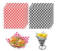 KATIMI 200 Hojas de Papel Deli, 22 × 22 cm Papel Encerado Cocina a Cuadros, de Horno a Prueba de Grasa, para Hamburguesas, Encerado para Alimentos, Queso Sándwich Patatas Fritas