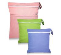 KATIMI 3 bolsas húmedas impermeables para nadar con cremallera, organizador de pañales reutilizable para artículos de bebé, bolsa de traje de baño húmedo de un solo color para natación, playa