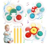 KATIMI 3 Piezas Spinner Bebe Juguete, Juguetes Baño Bebe con Pulseras, Interesante Juguete Ventosa Bebe, Adorables y Coloridos Juguetes Sensoriales para Educativo y Divertido para Bebés