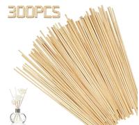KATIMI 300 Piezas Listones de Madera Natural de 300mm×3mm, Palitos de Madera Redondos de Bambú, Palos de Madera de Azúcar, Palos Manualidades para Proyectos Bricolaje Modelismo