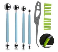 KATIMI 5 Piezas Aplicador Silicona Kit, Quita Silicona Multifuncional, 9 en 1 Rascador Juntas Azulejos, 1 Quitar Sellador de Silicona 4 Bolas de Metal Herramientas Calafateo, para Cocina Baño