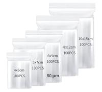 KATIMI 500 Piezas Bolsas Zip Pequeñas Mediano Grandes, 5 Tamaños Bolsas Plastico Transparente, Bolsitas Plastico Pequeñas Resellable