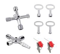 KATIMI 6 Piezas Juego de Llave Contador Agua, Llave Maestra para Abrir Puertas Multifunción, Llave Ascensor Universal, Llave Triangular Contador Portátiles para Contadores de Agua y Electricidad