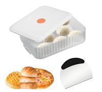 KATIMI Caja para Masas con Tapa Registro Fecha, 31 × 23 × 8.7cm Contenedor Plástico con Raspador de Masa de Acero Inoxidable, Caja de Fermentación Antiadherente, para Pizza et Pan