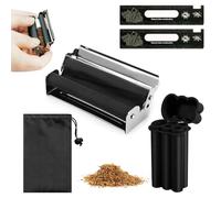KATIMI Maquina de Liar Tabaco Manual Kit, 110mm Liadora de Cigarrillos avec 2 Papel de Fumar, Caja de Maquina Liar Cigarrillos Se Entrega, Puede Contener 4 Papeles de Cigarrillos y Encendedores