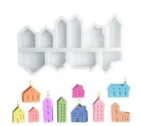 KATIMI Moldes de Silicona para Fundición Casa, Moldes Resina Epoxi Manualidades, Molde de Silicona Mini Casas para Bricolaje para Verter con Yeso,Hormigón Creativo, Cera,Polvo de Fundición