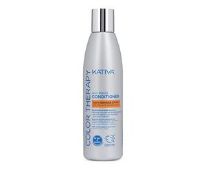 KATIVA Color Therapy Anti-Brass | Acondicionador Matizador 250 ml | Acondicionador Pelo Efecto Anti-Amarillo | Karité, Coco y Cítricos | Sin Sal, Sulfatos Ni Parabenos | Cabello Rubio