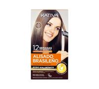 Kativa Kit Alisado Brasileño - Tratamiento Alisado Profesional en casa - Hasta 12 Semanas de duración - Alisado Keratina - Keratina Vegetal - Sin formol - Fácil de aplicar