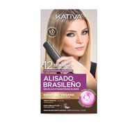 Kativa Kit Alisado Brasileño para Cabello Rubio Teñido o con mechas - Nueva fórmula con Keratina Vegana - Tratamiento Alisado Profesional en Casa - Hasta 12 Semanas de duración - Fácil de aplicar