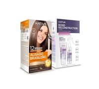 Kativa Kit Alisado Brasileño + Total Plex Bond Repair | Nueva fórmula con ácido hialurónico |Tratamiento Alisado Profesional en casa-Hasta 12 Semanas de duración-Alisado Keratina-Reconstructor capilar