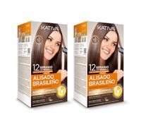 Kativa Pack 2 Alisado Brasileño - Nueva fórmula con ácido hialurónico - Tratamiento Alisado Profesional en casa - Hasta 12 Semanas de duración - Alisado Keratina - Fórmula vegana - Fácil de aplicar