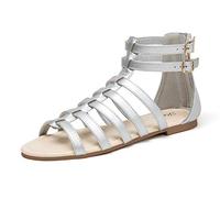 katliu Sandalias Gladiadoras Romanas de Mujer Flat Sandalias Plateado 38