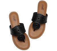 katliu Sandalias Mujer Dedo Verano con Costura Decorativa Negro 36