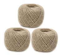 KATLKIU 3 x 80 metros de cordel de yute natural - 240 metros totales, grosor 2 mm, decoración de cáñamo para embalaje, floristería, cocina, Navidad y decoración