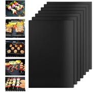 KATLKIU Alfombrillas BBQ 40x30 cm - 7 Piezas, Antiadherentes, Resistentes al Calor, Reutilizables, Recortables, Ideales para Barbacoa de Gas, Carbón, Eléctrica y Horno
