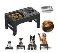 KATLKIU Cuenco Elevado para Perros con 4 Alturas Regulables, 1x1600ml Cuenco de Acero Inoxidable y Recipiente Anti Goteo, con 1x1600ml Recipiente Slow Feed para Perros Pequeños, Medianos y Grandes