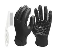 KATLKIU - Juego de 2 guantes para mascotas y 1 pieza para mascotas Flea Comb Dog Dog Cat Universal Bath Masaje Cepillo de -Shedding Gloves Clean de-Shedding Comb Left and Right Hand Universal (ferroso