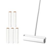 KATLKIU Rodillo quitapelos Mascotas Cepillo Quita pelos Mascota, lint Roller con Mango retráctil y 5 Rodillos Adhesivos, Rodillo Extra Adhesivo para Pelo de Perros y Gatos, 124 × 24 cm, Blanco