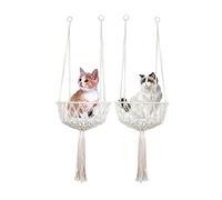 Katlyagin Cama de Gato Colgante de Macramé Con Borlas, Hamaca y Percha de Ventana Tejida A Mano, Columpio Bohemio Con Cojín para Gatos de Interior