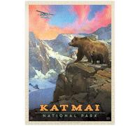 Katmai National Park: Mountain View, póster vintage, rompecabezas de 1000 piezas premium para adultos