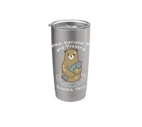 Katmai National Park Preserve Brooks Falls Brown Bear Salmón Vaso térmico de acero inoxidable de doble pared