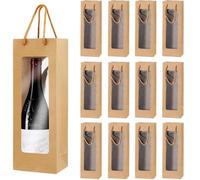 katmerio 12 bolsas de papel kraft para botellas de vino, bolsas de regalo con asa, organizador de botellas de vino, bolsas de vino para bodas, fiestas, bolsas de regalo, botellas (marrón)