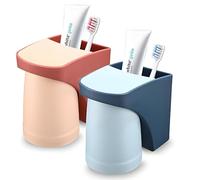 katmerio 2 portavasos para cepillos de dientes sin taladrar, soporte para cepillo de dientes, pared, vaso para cepillos de dientes, soporte para cepillos de dientes con vaso magnético, soporte para